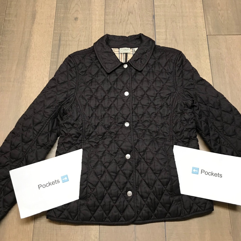 L.L. Bean Jacket Womens Size S Brown‎ Quilted Plaid Lined Snap Riding Barn Chore - Picture 8 of 12
